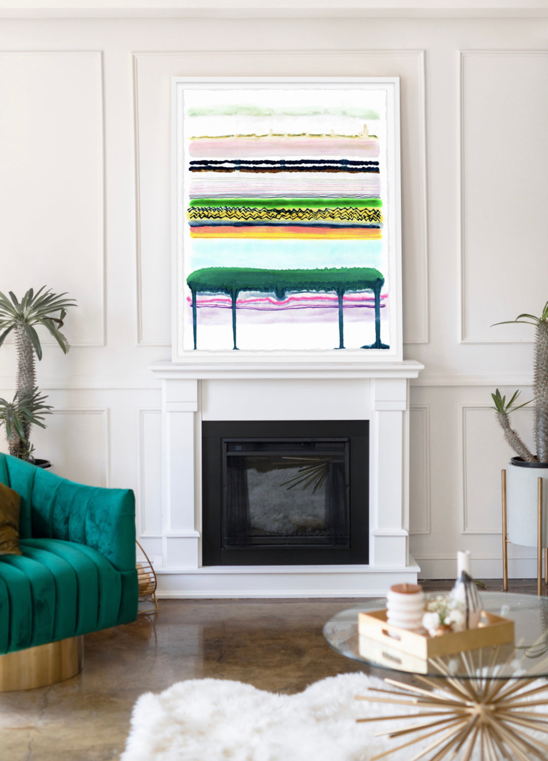 Emerald Drip Framed Art Print