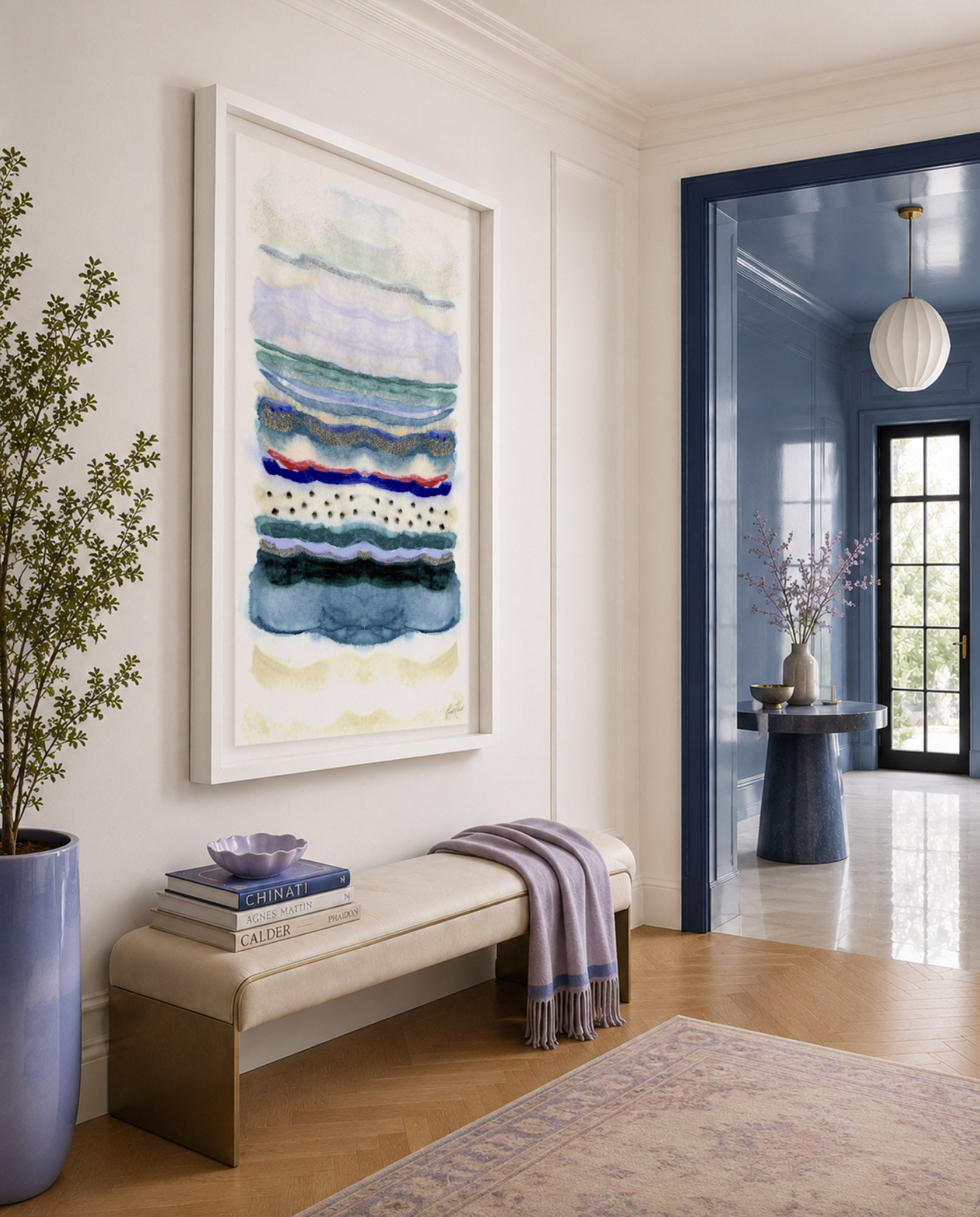 Seaside Stripe Framed Art Print