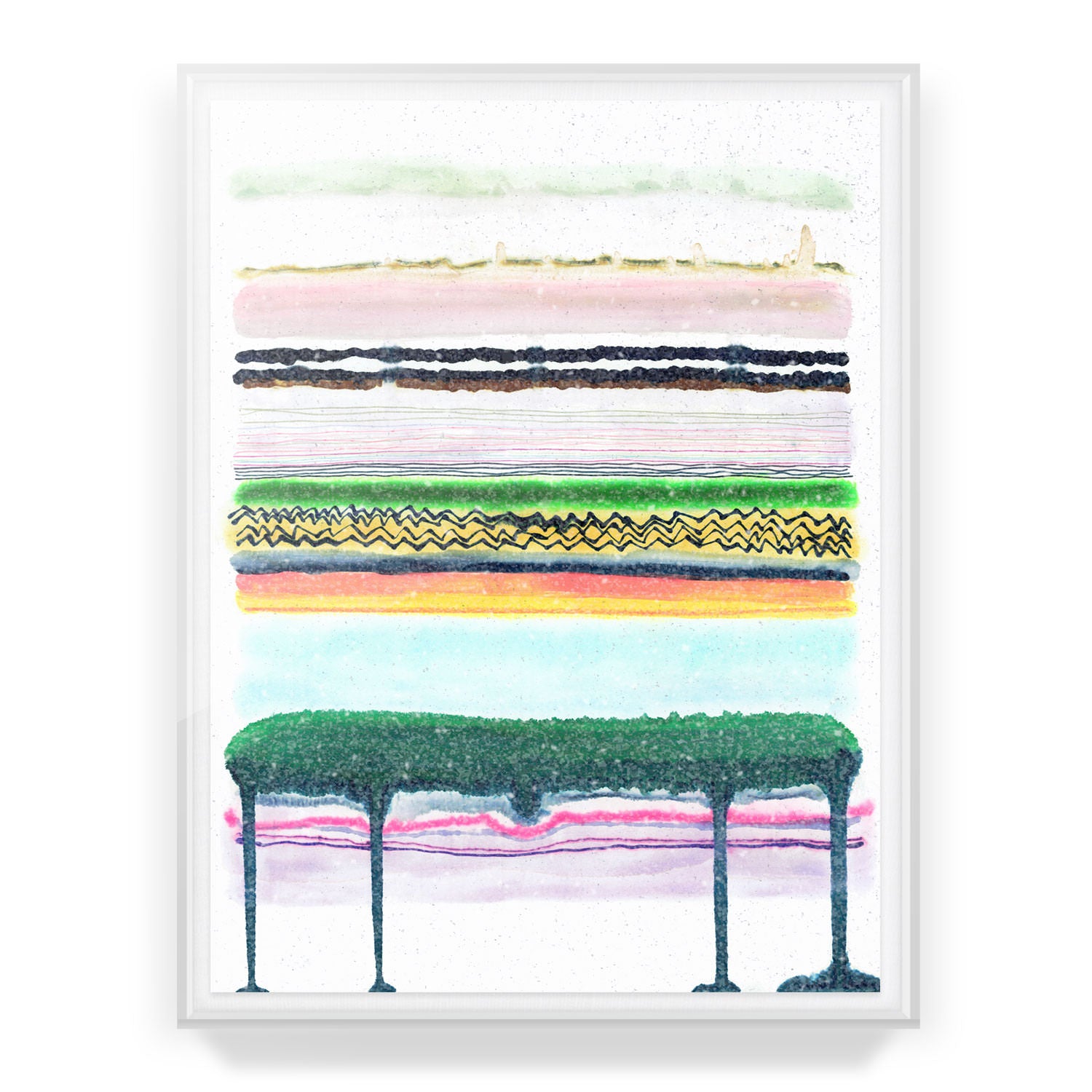 Emerald Drip Embellished Print