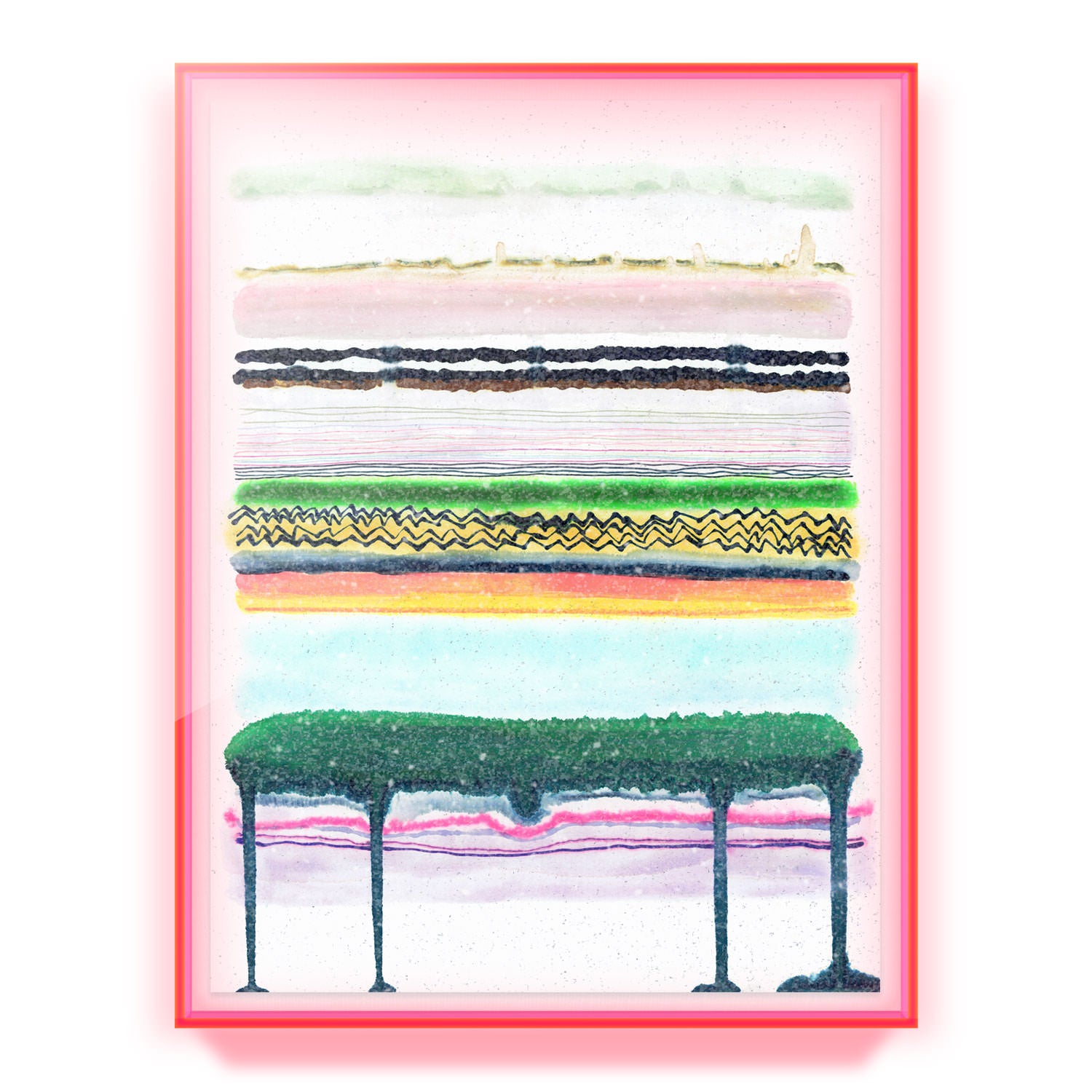 Emerald Drip Embellished Print