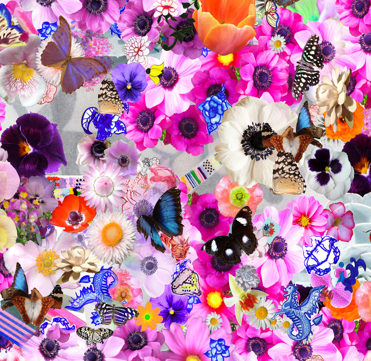 Flower Collage Framed Fine Art Print