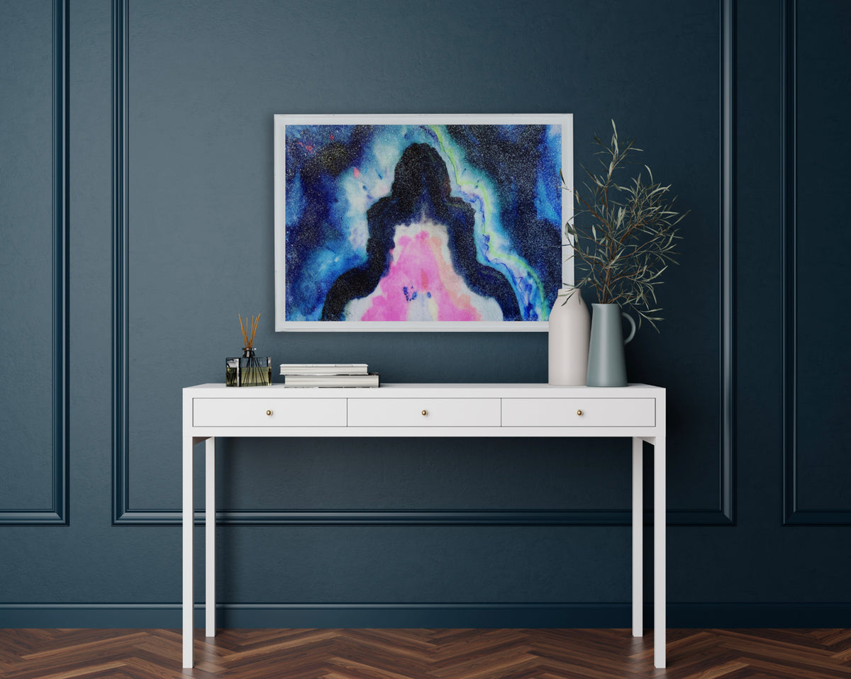 Blue Fusion Agate Embellished Print
