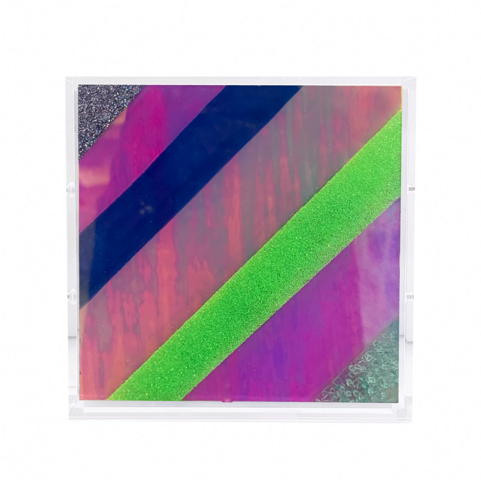 Chromatic Stripe #73 Mini Original Artwork on Iridescent Acrylic | Original Art by artist Kristi Kohut