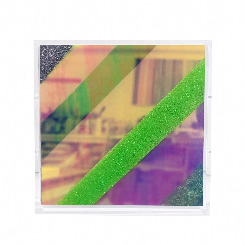 Chromatic Stripe #73 Mini Original Artwork on Iridescent Acrylic | Original Art by artist Kristi Kohut