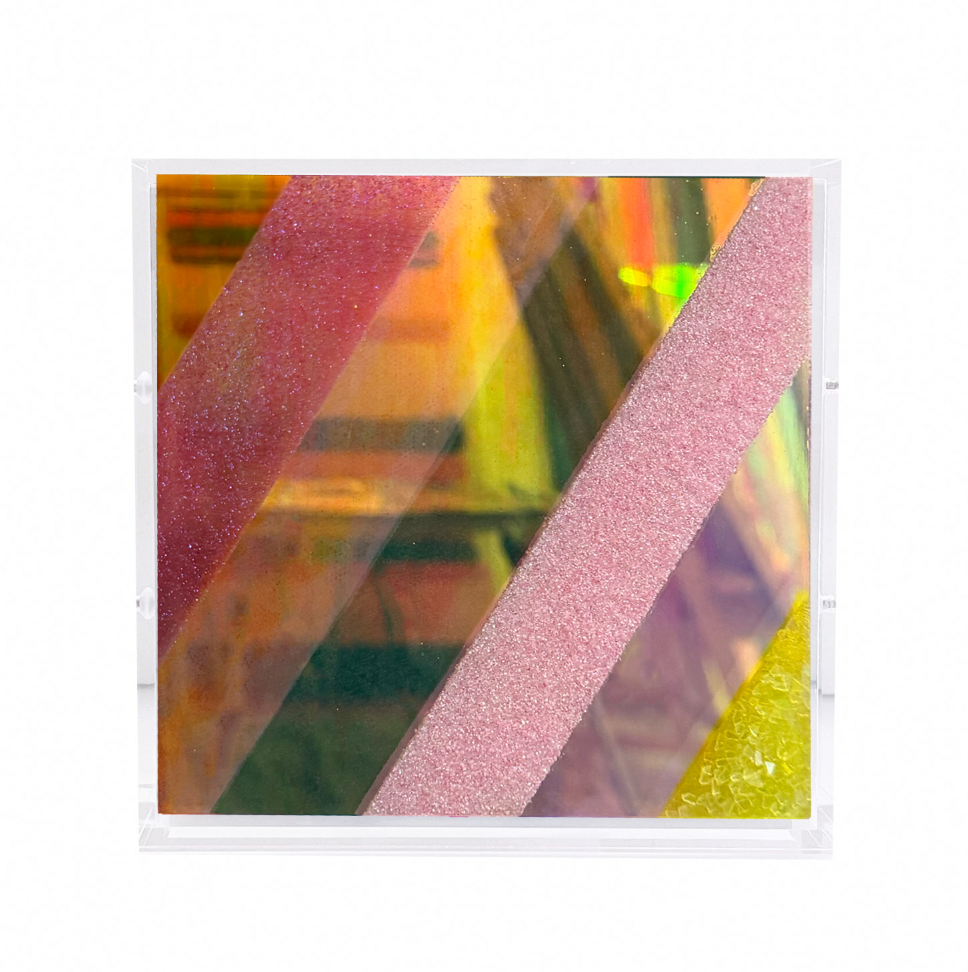 Chromatic Stripe #74 Mini Original Artwork on Iridescent Acrylic | Original Art by artist Kristi Kohut