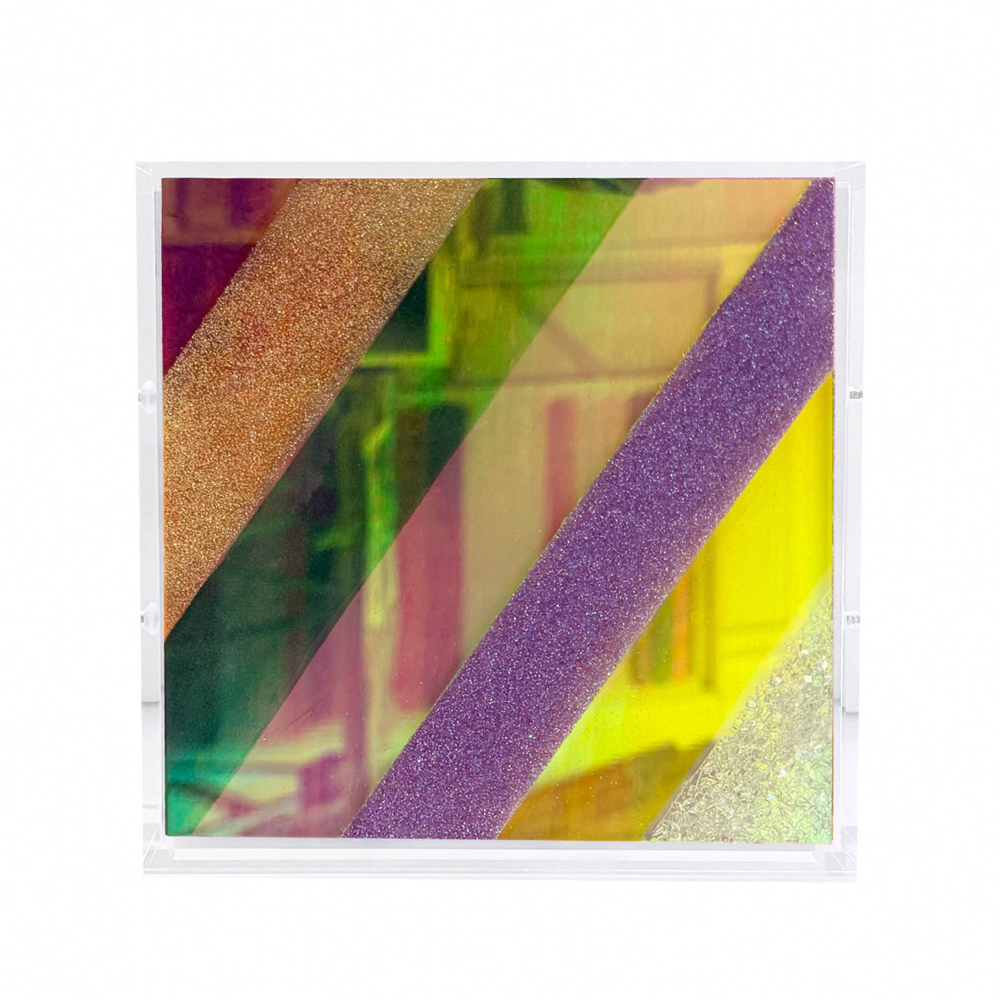 Chromatic Stripe #75 Mini Original Artwork on Iridescent Acrylic | Original Art by artist Kristi Kohut