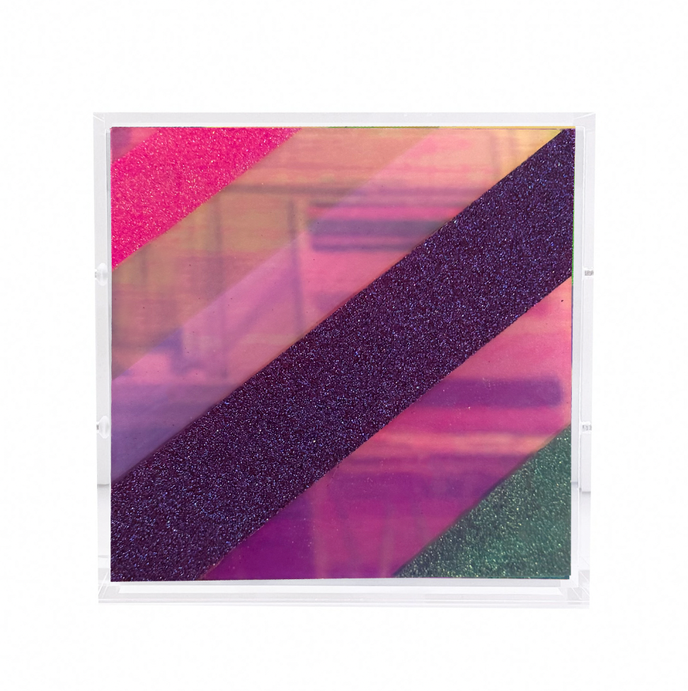 Chromatic Stripe #78 Mini Original Artwork on Iridescent Acrylic | Original Art by artist Kristi Kohut
