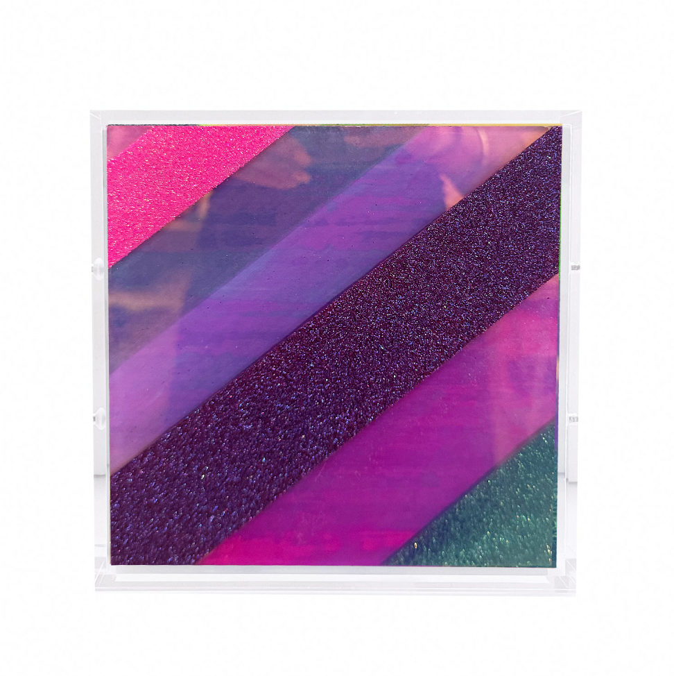 Chromatic Stripe #78 Mini Original Artwork on Iridescent Acrylic | Original Art by artist Kristi Kohut