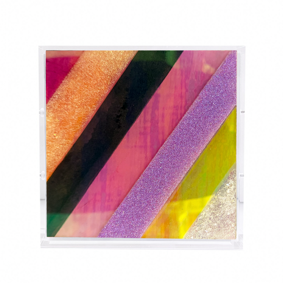 Chromatic Stripe #75 Mini Original Artwork on Iridescent Acrylic | Original Art by artist Kristi Kohut
