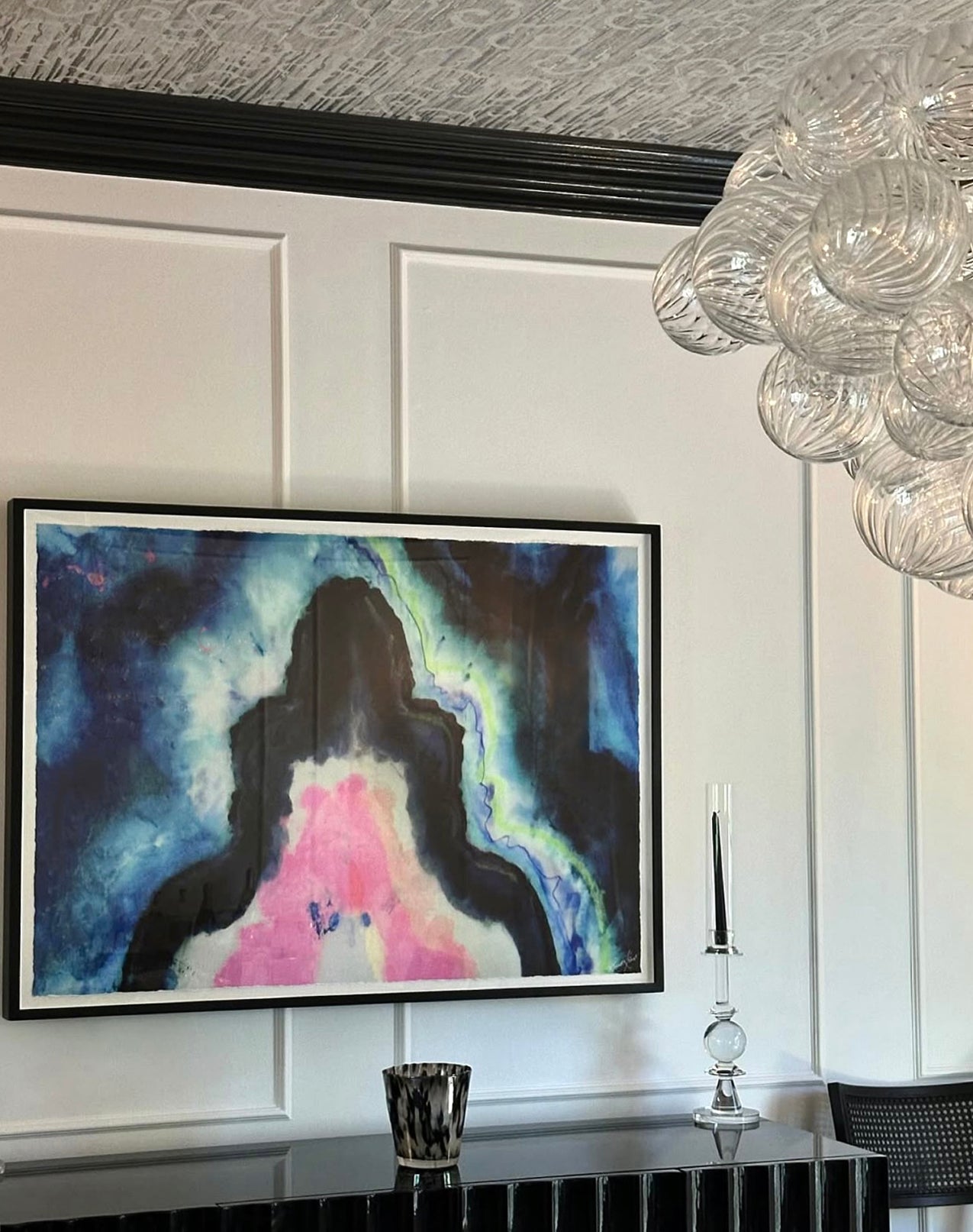 Blue Fusion Agate Framed Art Print