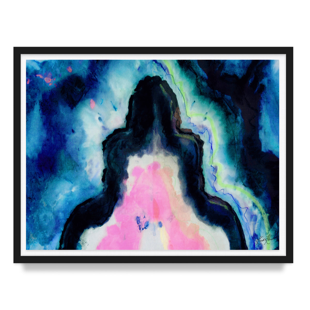 Blue Fusion Agate Framed Art Print