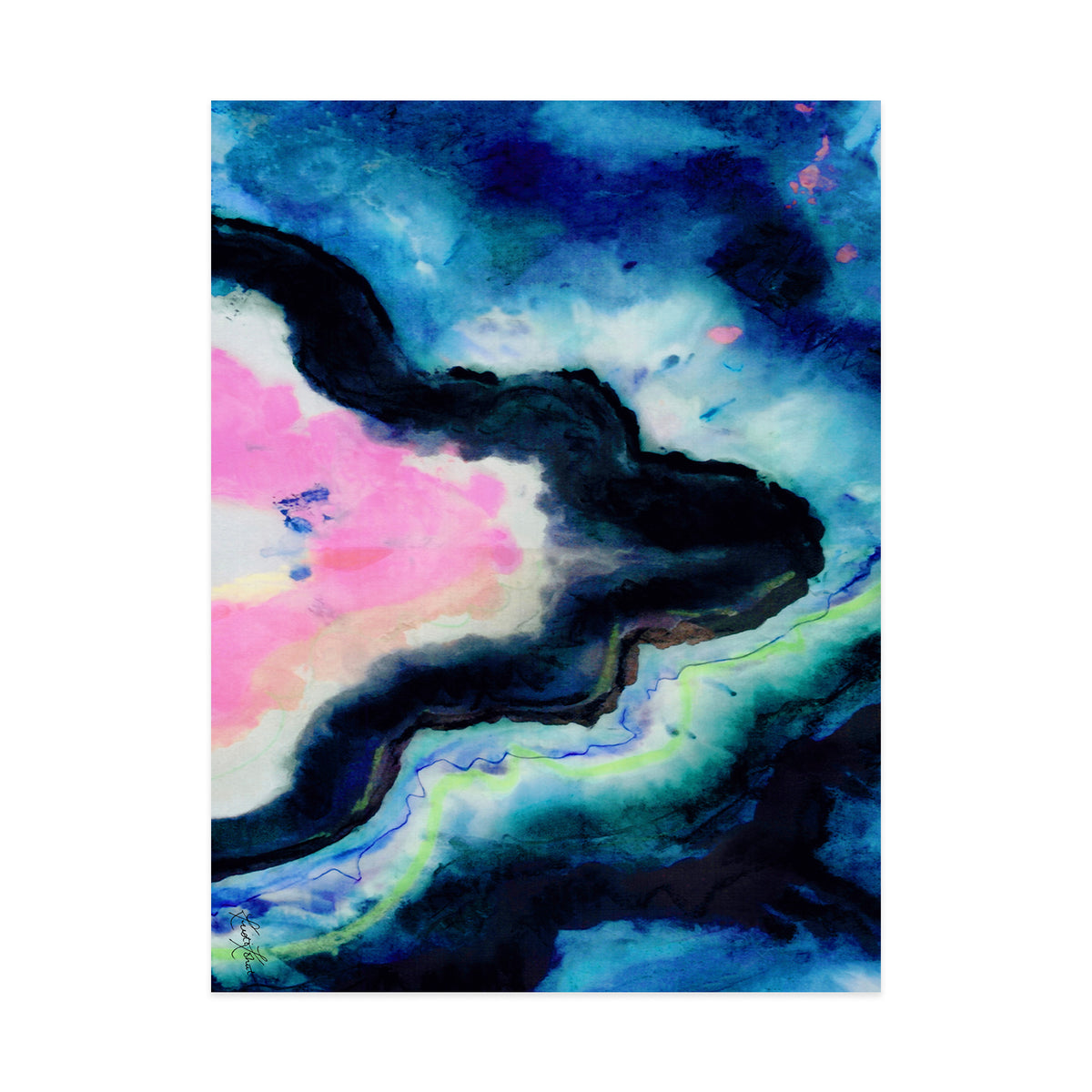Blue Fusion Agate Framed Art Print