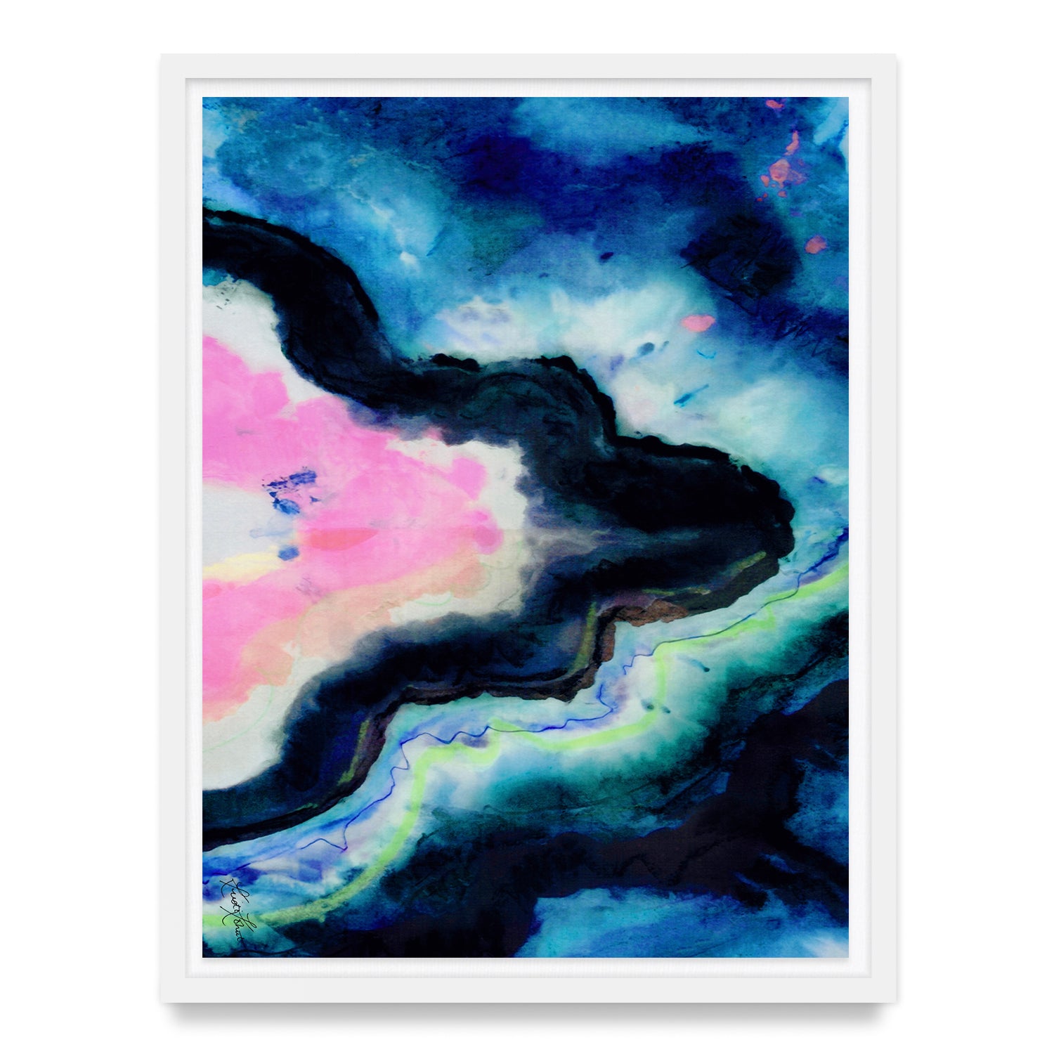 Blue Fusion Agate Framed Art Print