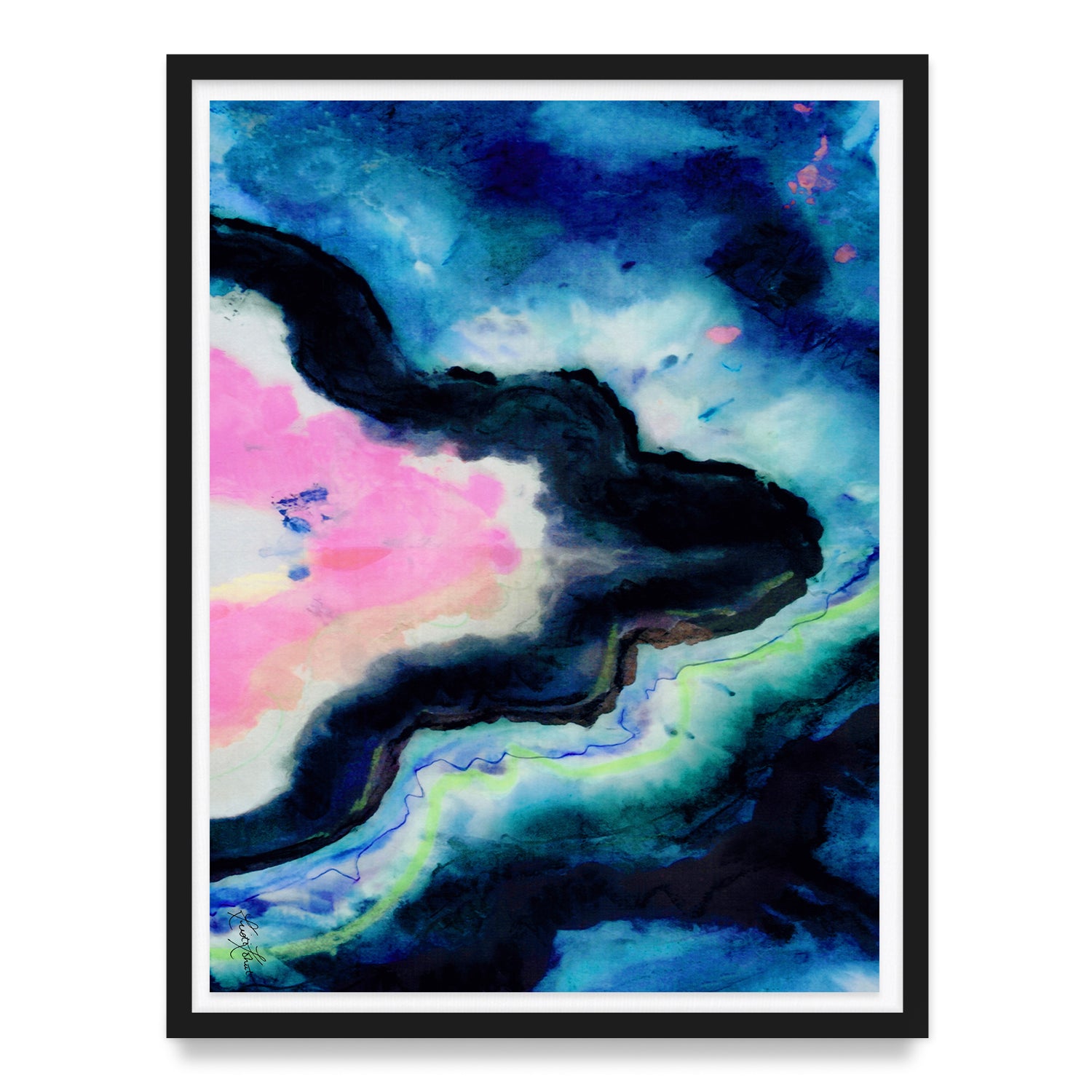 Blue Fusion Agate Framed Art Print