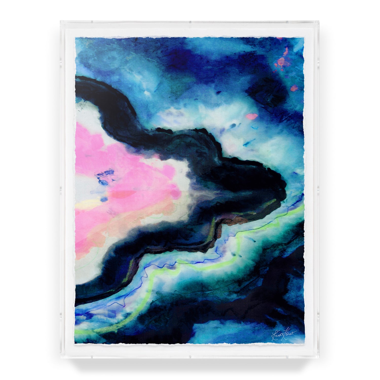 Blue Fusion Agate Framed Art Print