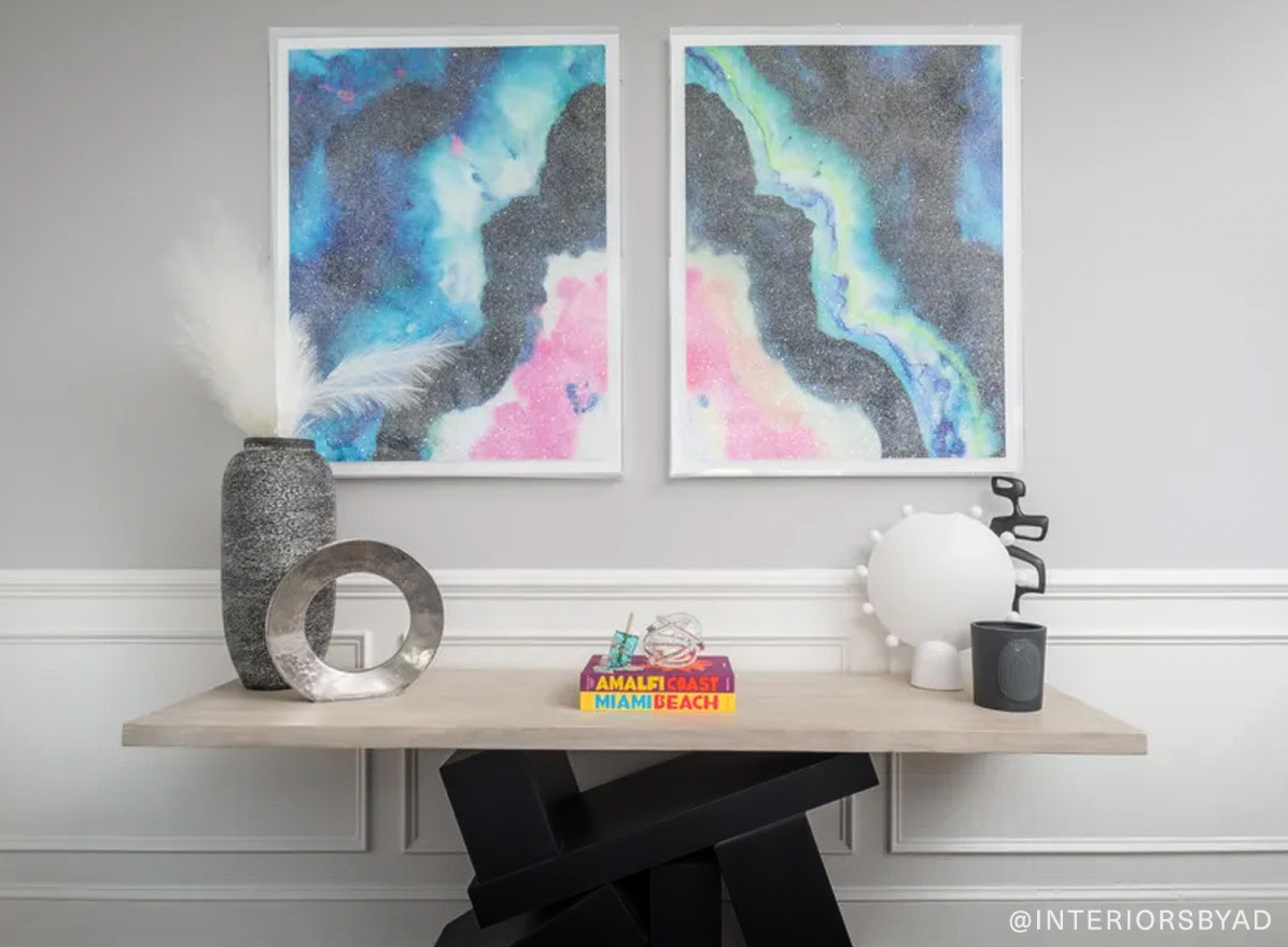 Blue Fusion Agate Embellished Print