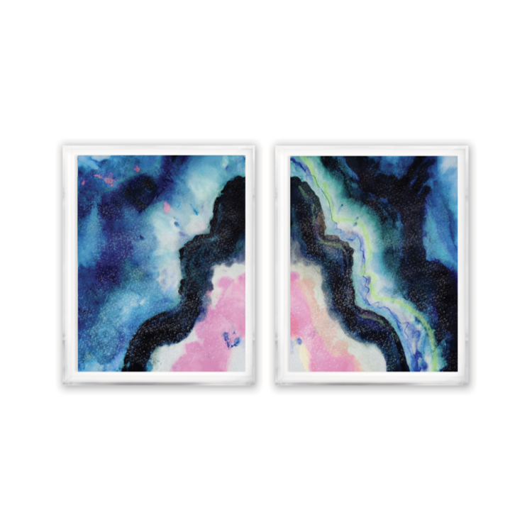 Blue Fusion Agate Embellished Print