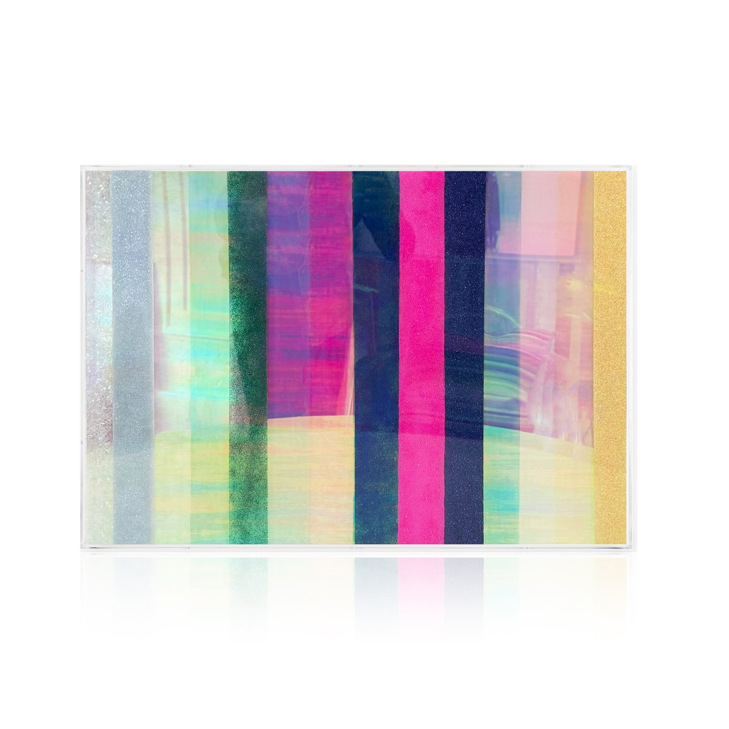 Colorful Abstract Art Painting With Glitter - Chromatic Stripe Original by Hapi Art