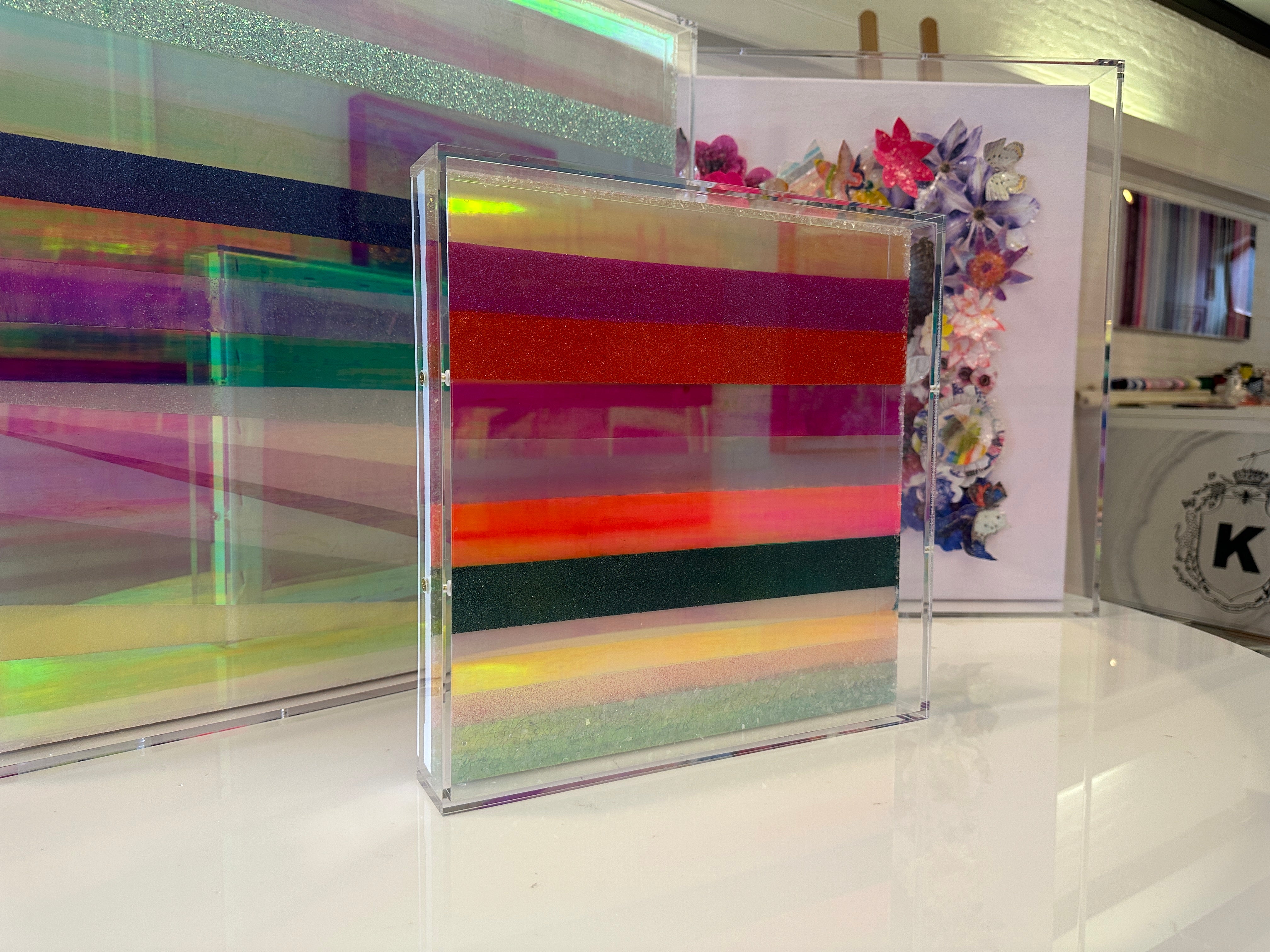 Chromatic Stripe #41 Original Artwork on Iridescent Acrylic | Original Art by artist Kristi Kohut